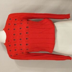 Vintage Pendleton Wool Sweater Red w Small Flowers USA Made Pullover Classic